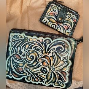 Patricia Nash - Cassini style tooled work clutch embossed floral leather NWOT